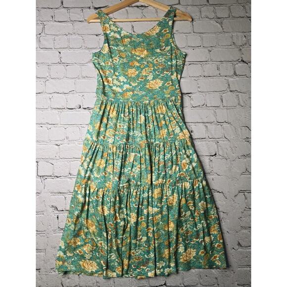 Peruvian Connection Jade Garden Tiered Sleeveless Pima Cotton Blend Size Small - Picture 7 of 11